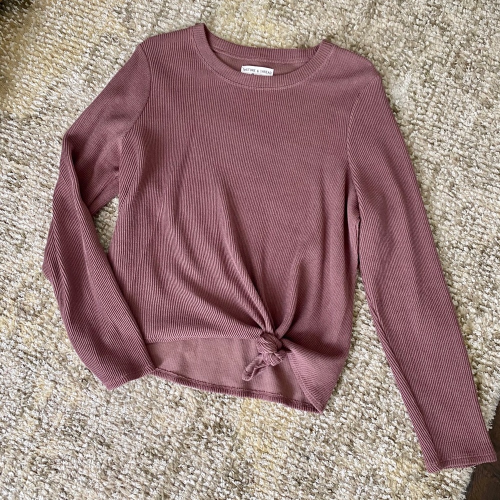 Madwell Texture & Thread Front Knot Jacquard Top
